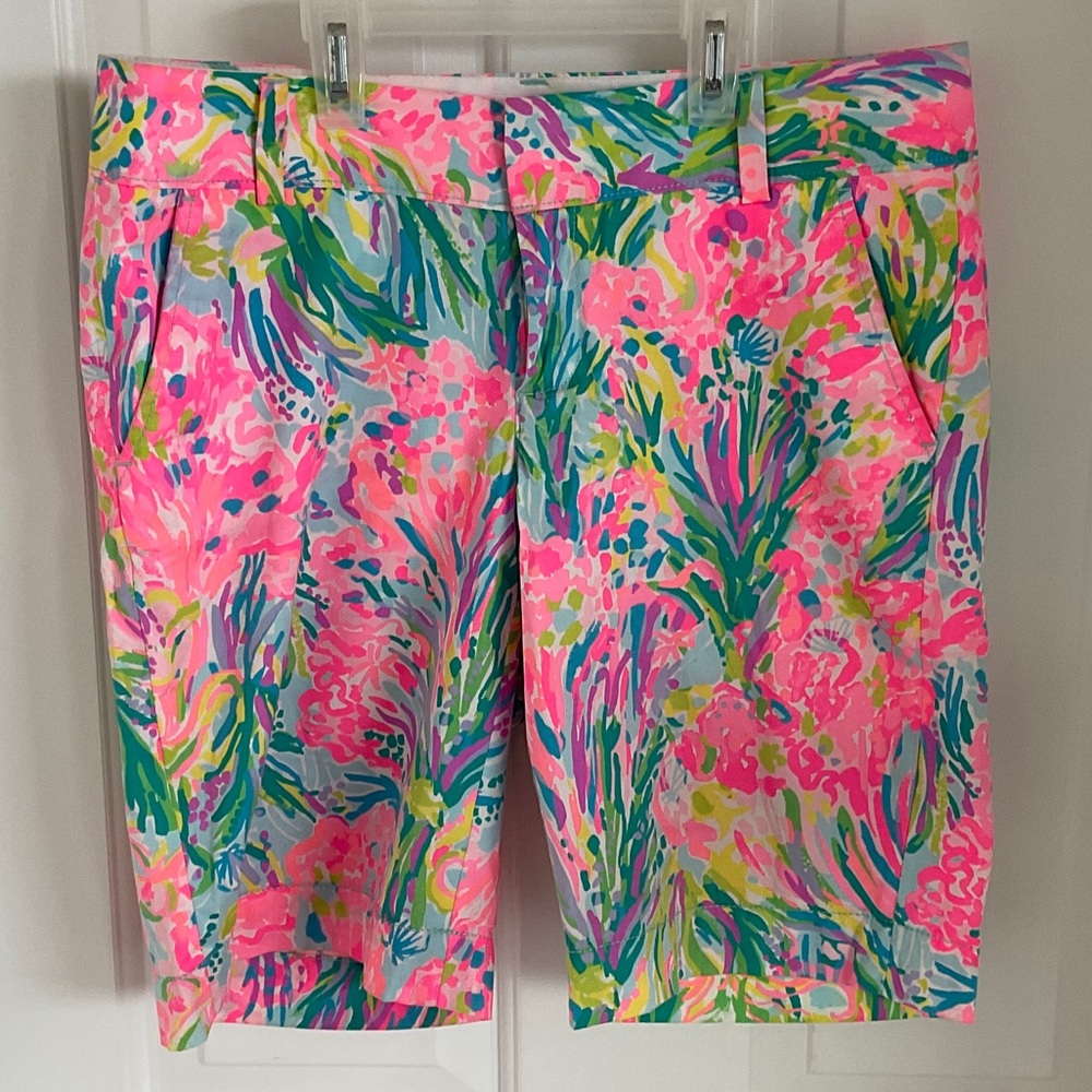 Lilly Pulitzer Pink and Green Floral Women's Shorts